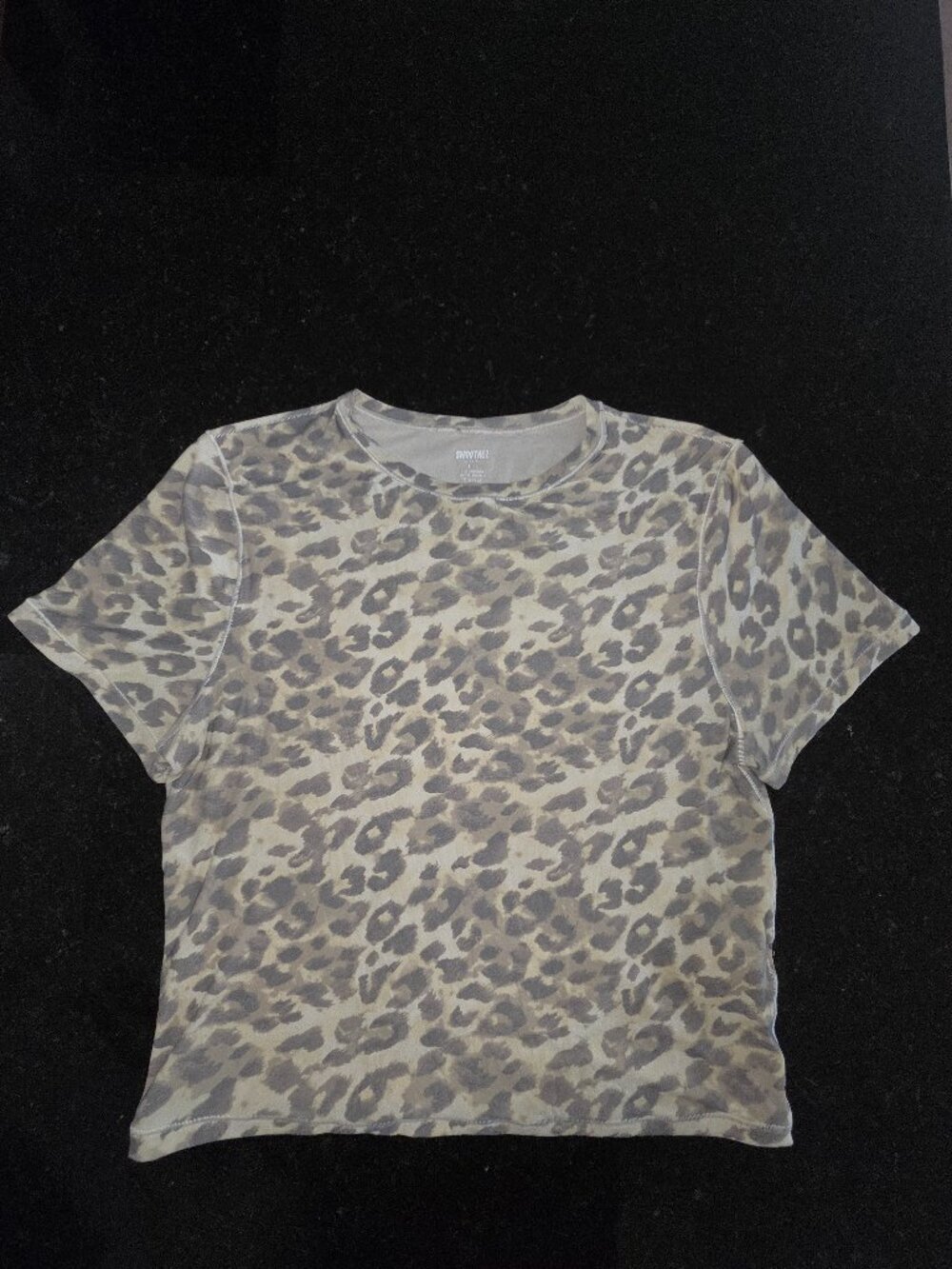 Aerie Fitted Crop Leopard Print Shirt: Large